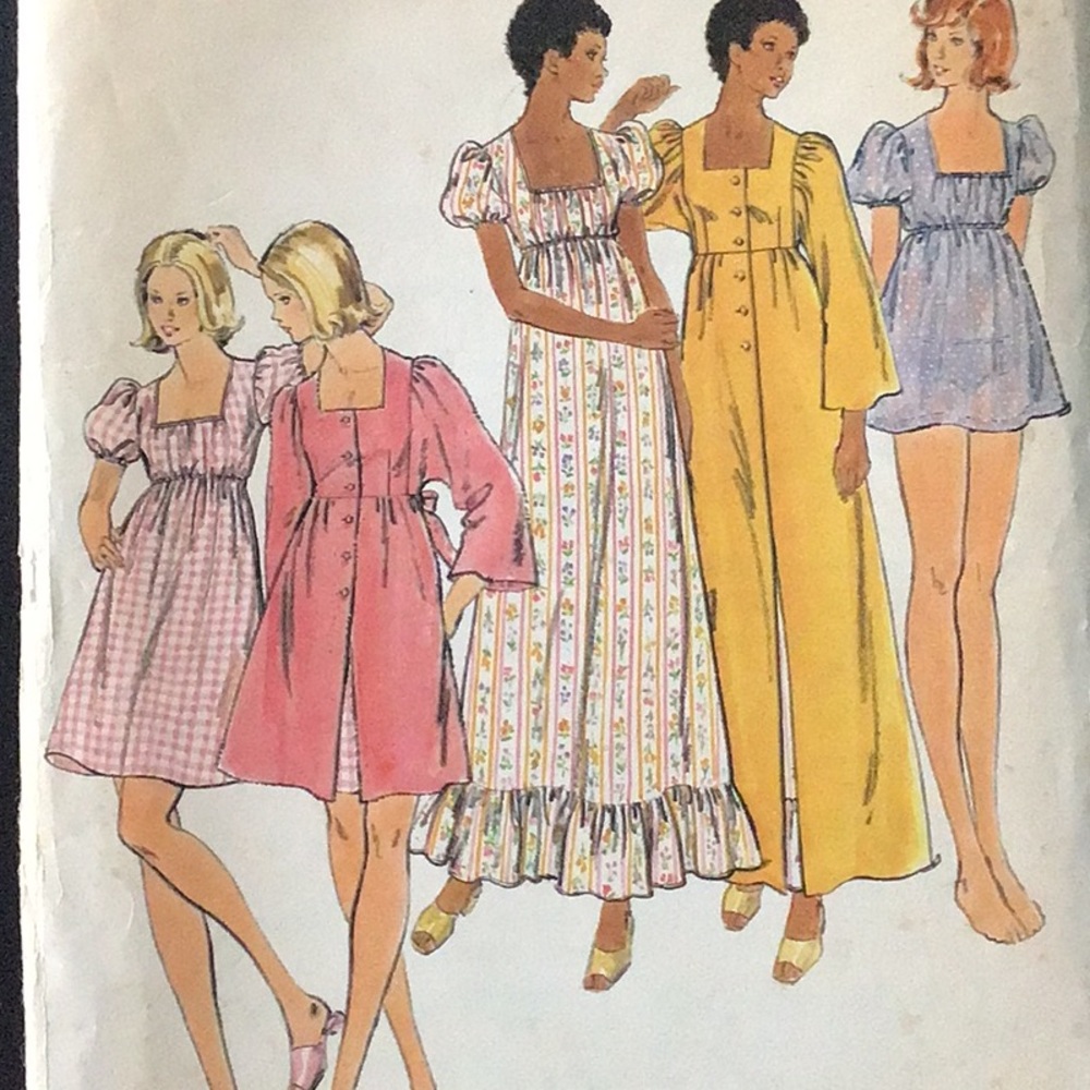 Butterick 3759 Sewing Pattern Babydoll Nightgown Robe Bust 36 Uncut